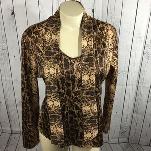 Vintage Bella Mode Snake Skin Long Sleeve Top Made in USA fits medium